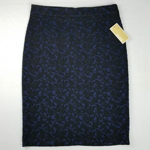 NWT Michael Kors Pencil Skirt Black And Blue Lace